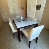 6 chaises Ligne Roset french Line en alcantara ivoire