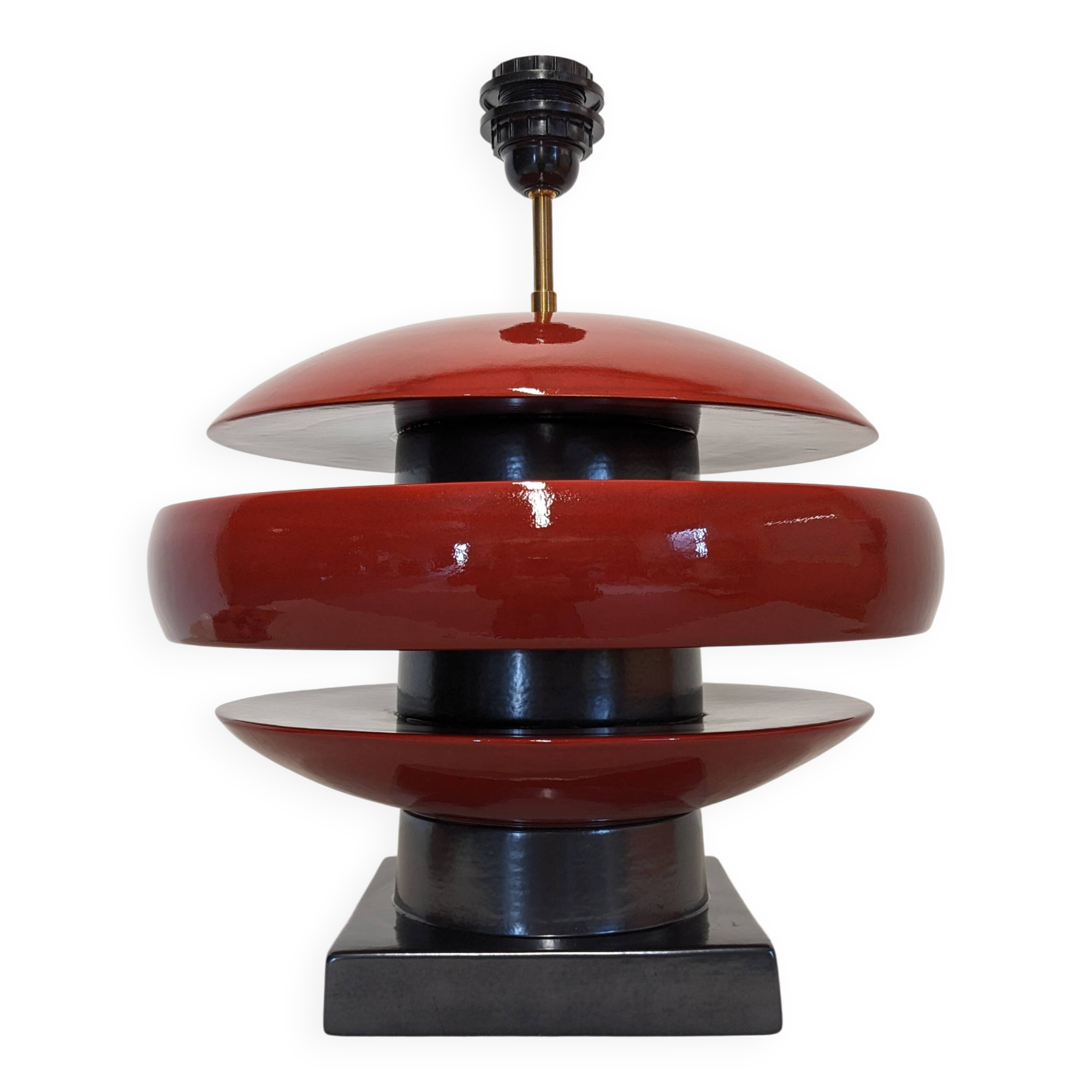 Earthenware lamp base by François Chatain, France circa 1980