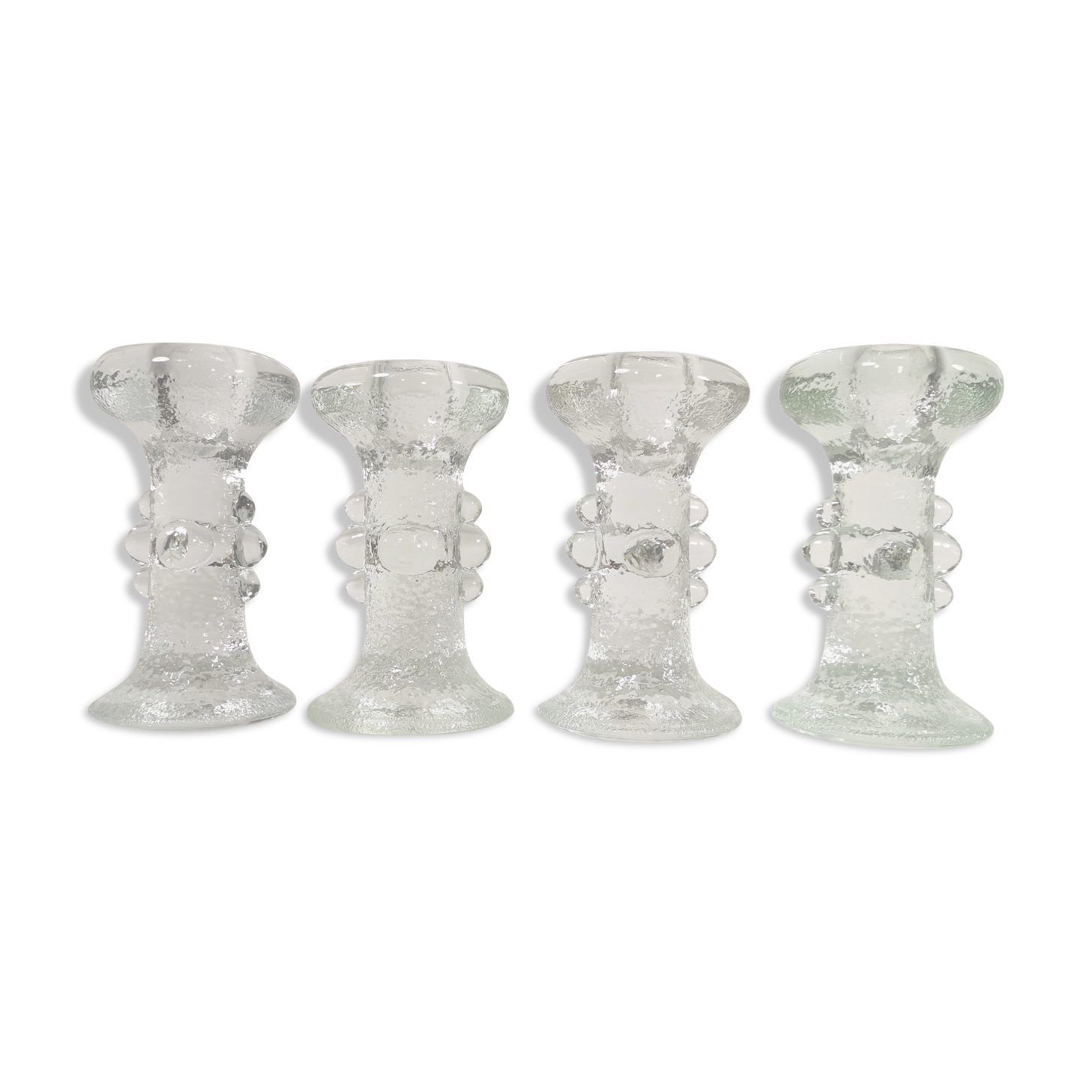 Set of four crystal glass candle holders by Staffan Gellerstedt for Pukeberg Glasbruk