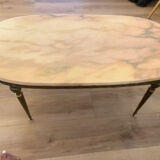Table basse laiton et marbre rose
