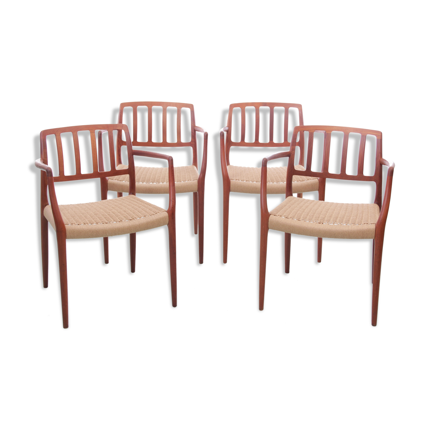Suite of 4 Scandinavian teak armchairs model 66