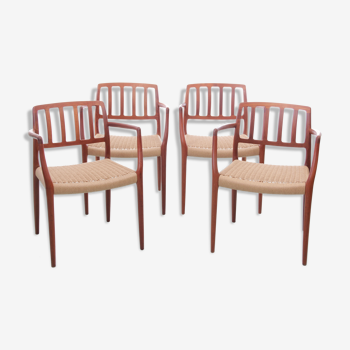 Suite of 4 Scandinavian teak armchairs model 66