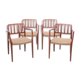 Suite of 4 Scandinavian teak armchairs model 66