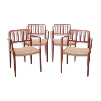 Suite of 4 Scandinavian teak armchairs model 66
