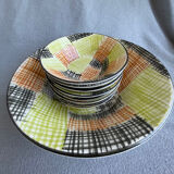 Salad bowl with sarreguemines cups