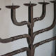 Large wrought iron candlestick, candle holder, candle, Menorah, brutalis