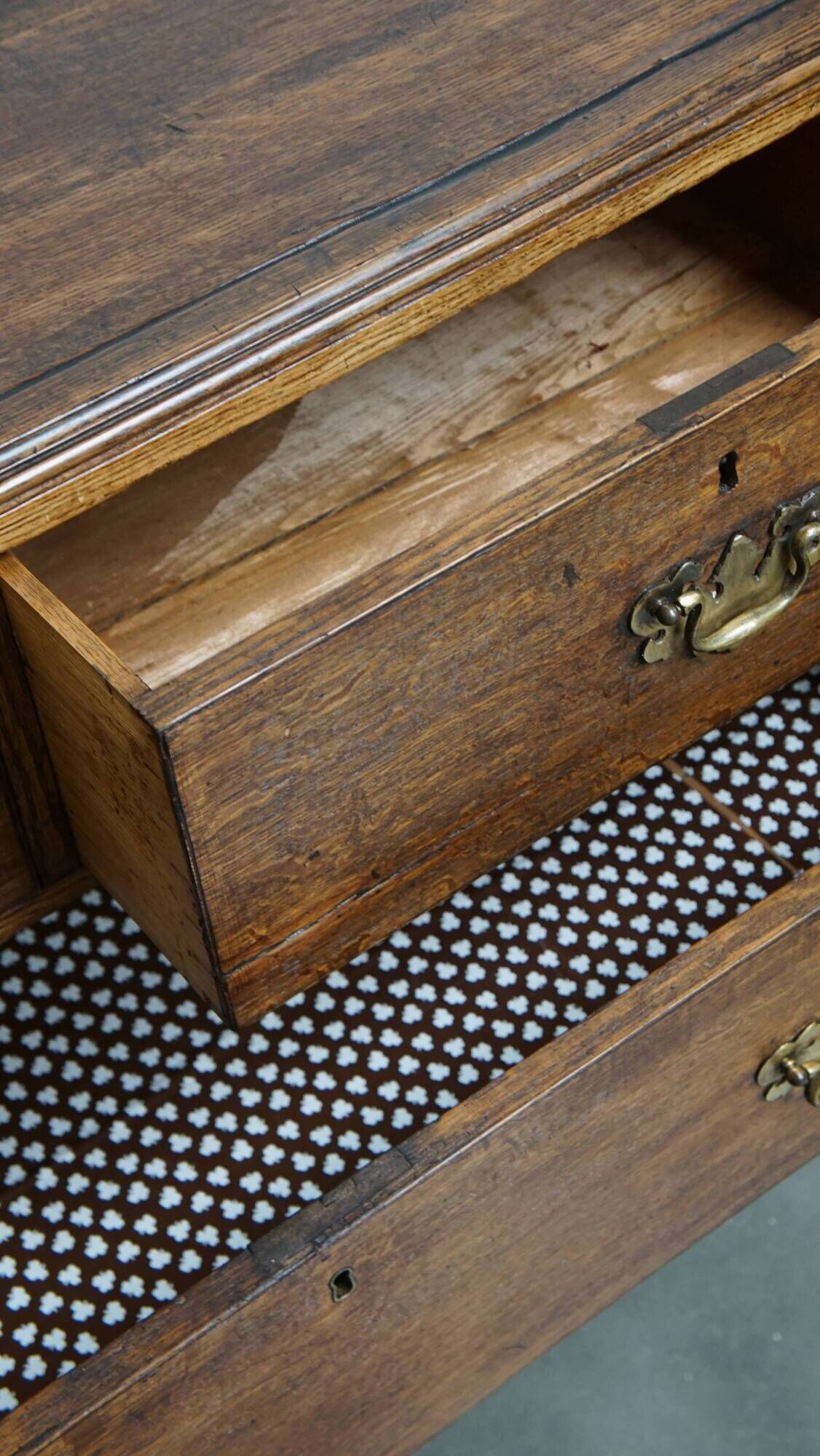 Antique Early 19th-Century English Oak Chest of Drawers/Commode