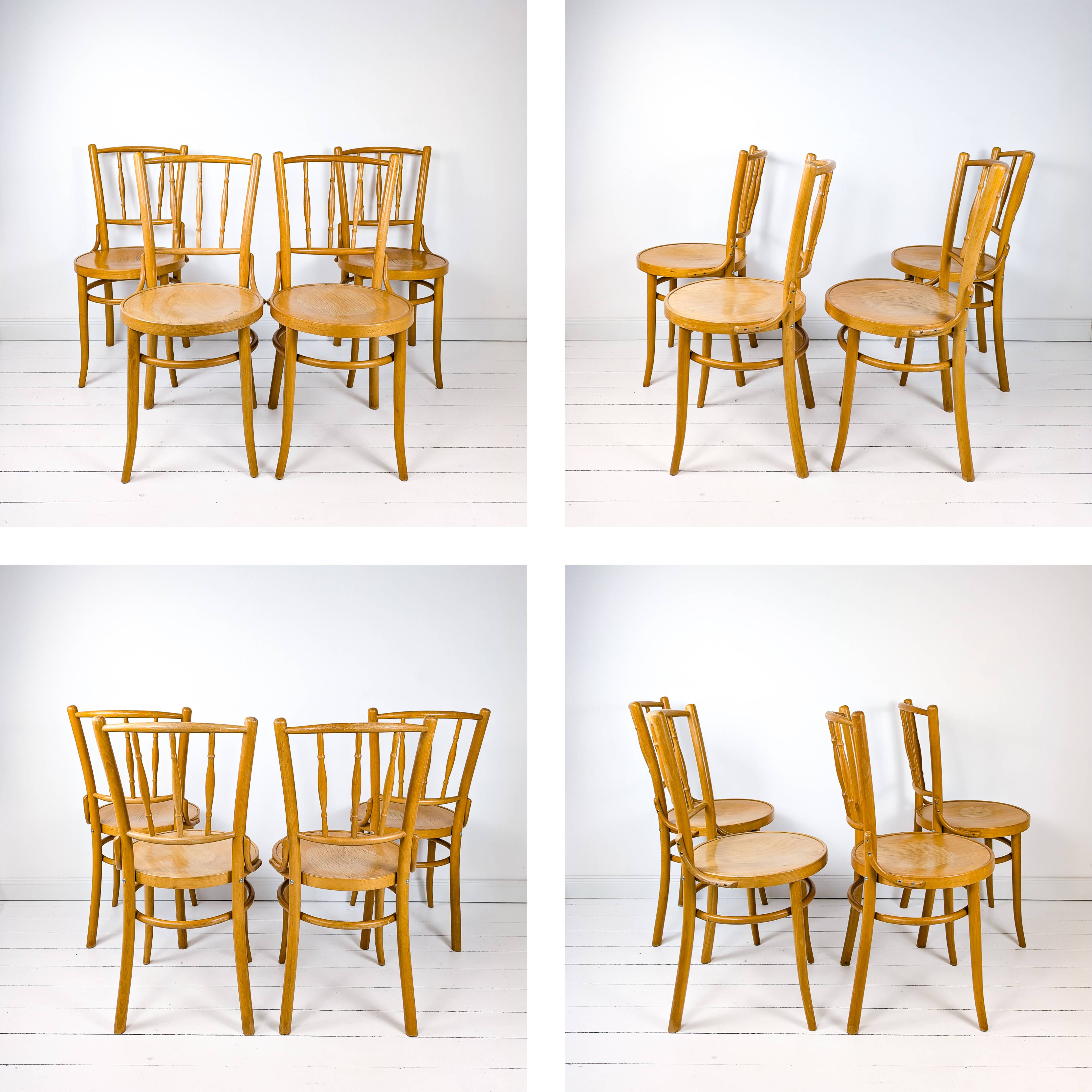 4pcs Vintage Cafe Chair Spacers Chairs Wooden Chair Mid Century Retro Bistro Chair Turned