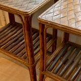 Pair of rattan bedside tables