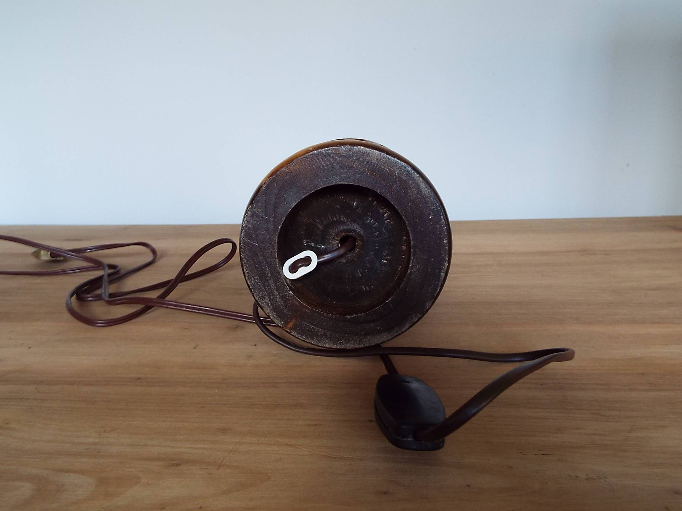 Carved turned wooden lamp base