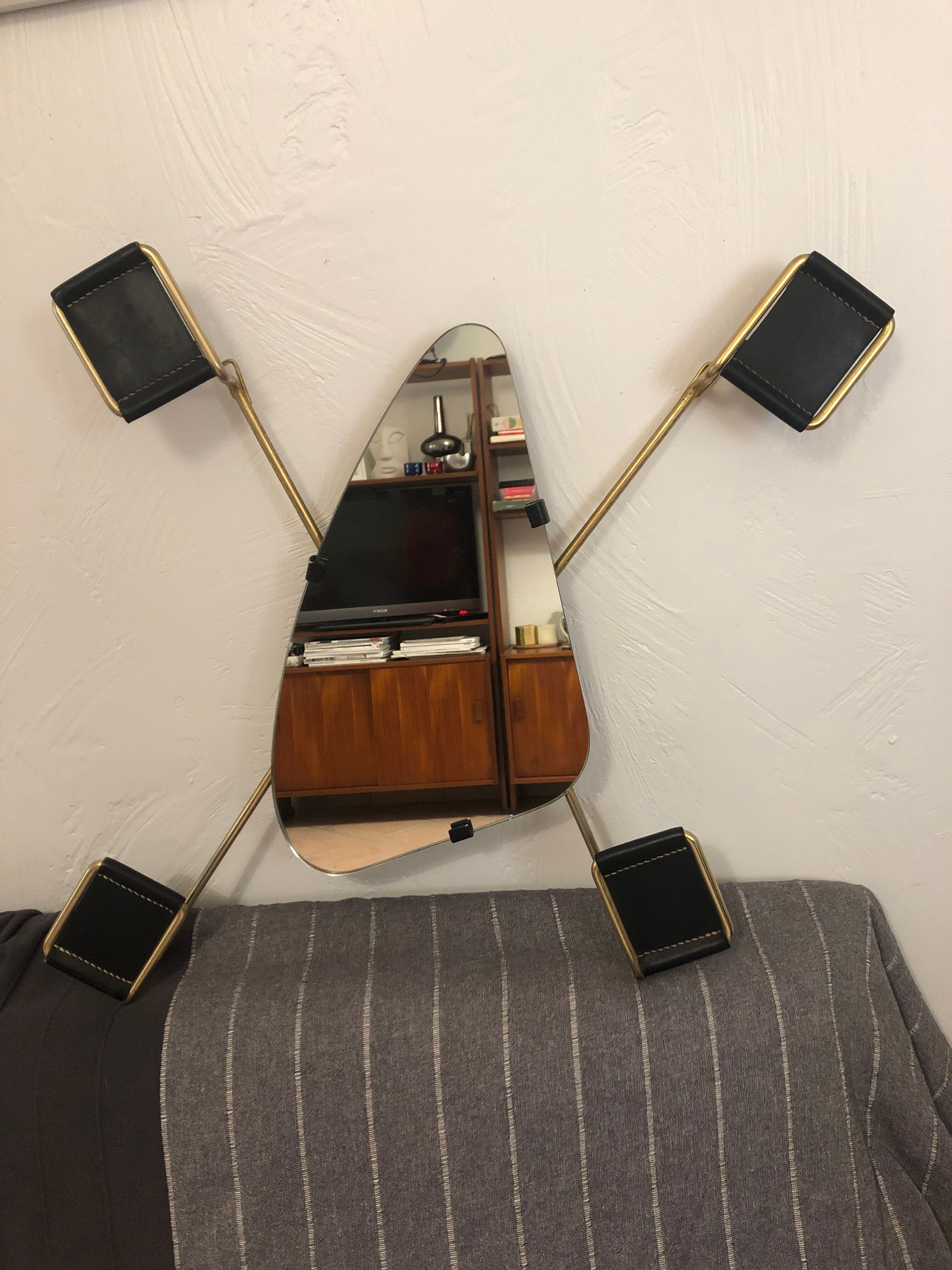 Miroir et portemanteau mural  vintage années 50