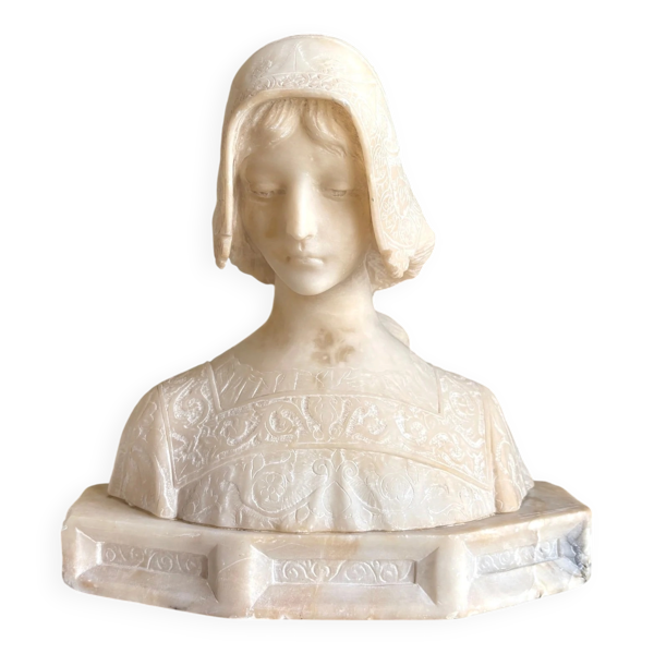 Buste de jeune femme en albâtre, Angiolo Malavolti, début XXème — Beyit