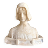 Buste de jeune femme en albâtre, Angiolo Malavolti, début XXème