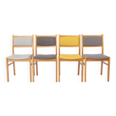Set of 4 Vintage German Dining Chairs, Beechwood & Multicolor Upholstery