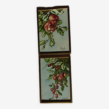 Set of 2 apple and cherry watercolors, framed