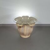 Table d'appoint en roseau fendu / roseau crayon / rotin / cloche en bambou.