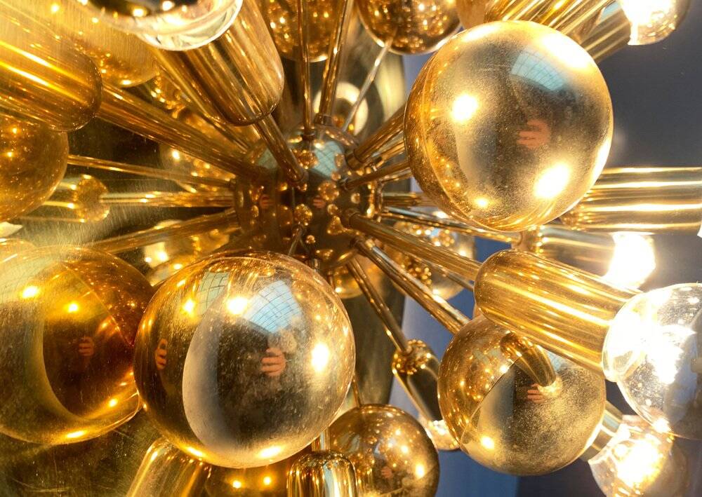 Atomic Brass Ceiling Light in Modern German Mid-Century by Dorothee Becker for Cosack, 1970s