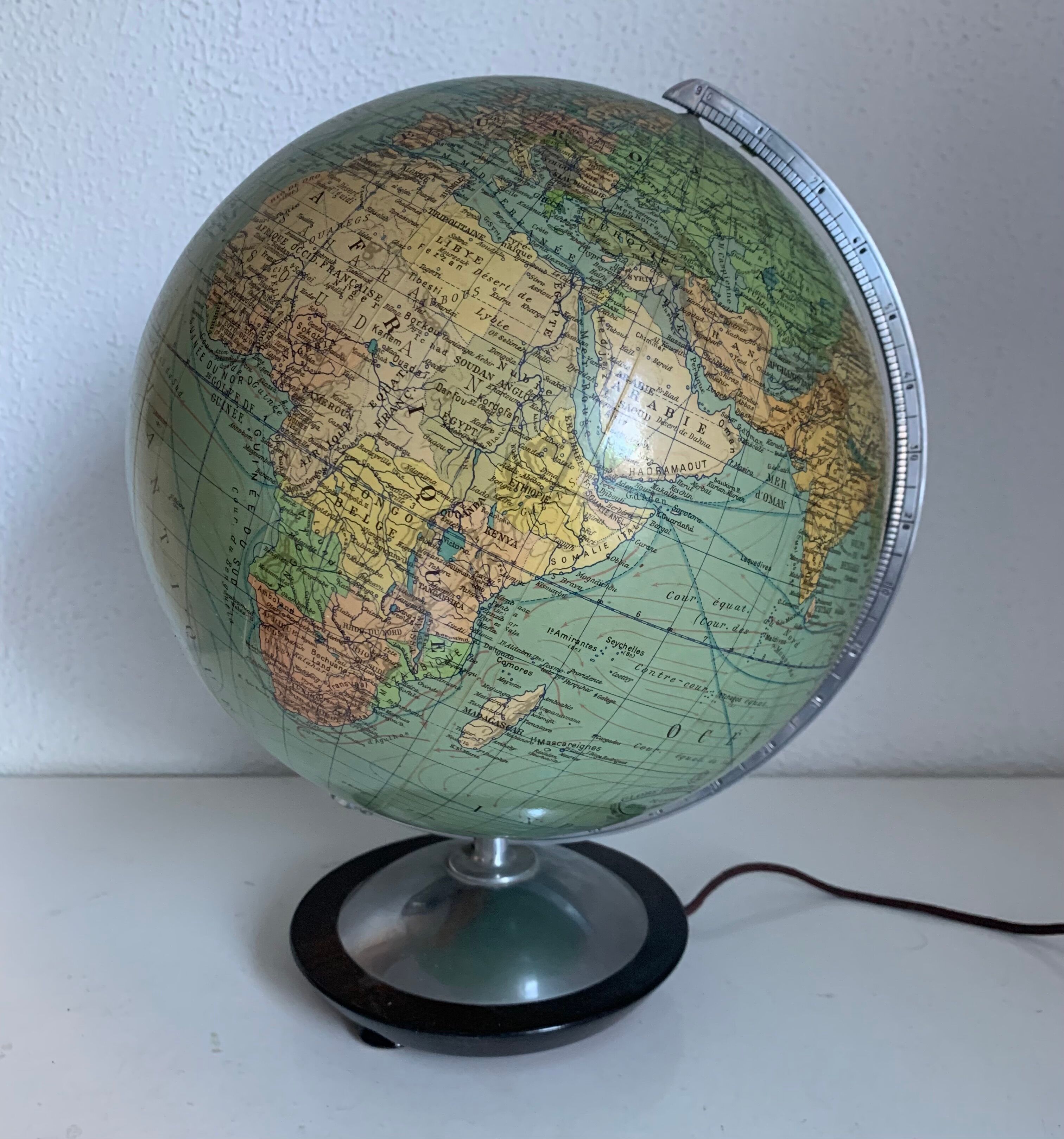 Globe vintage 1950 terrestre verre Colomb édition politique mappemonde - 34