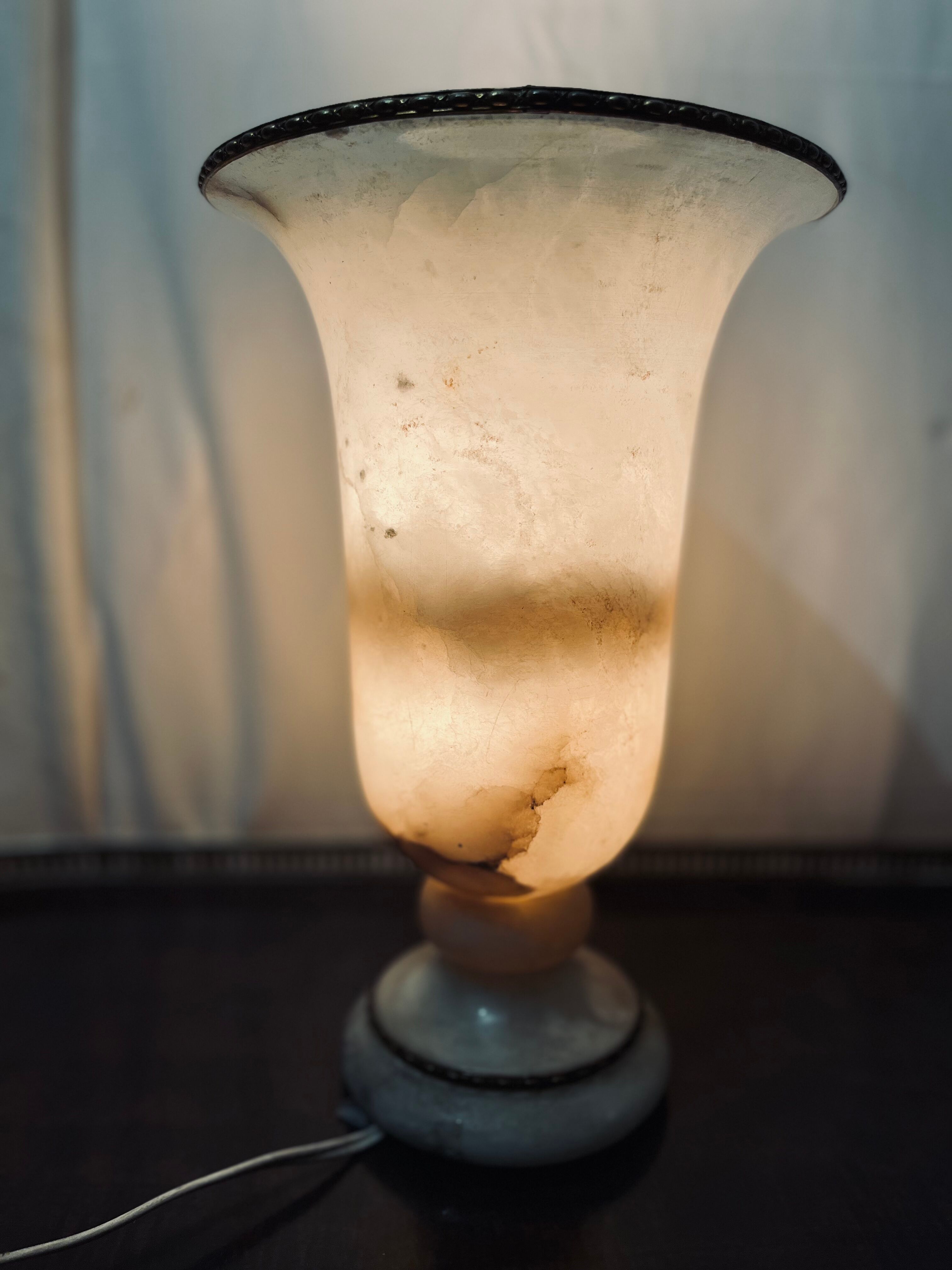 Art deco lamp shape alabaster vase 1930
