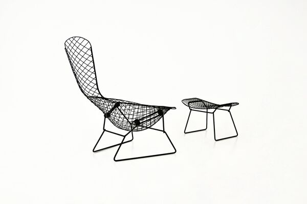 Fauteuil ''Bird'' et ottoman par Harry Bertoia pour Knoll, années 1960