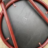 Metallic burgundy bistro chair for restaurants and communities with gray fabric