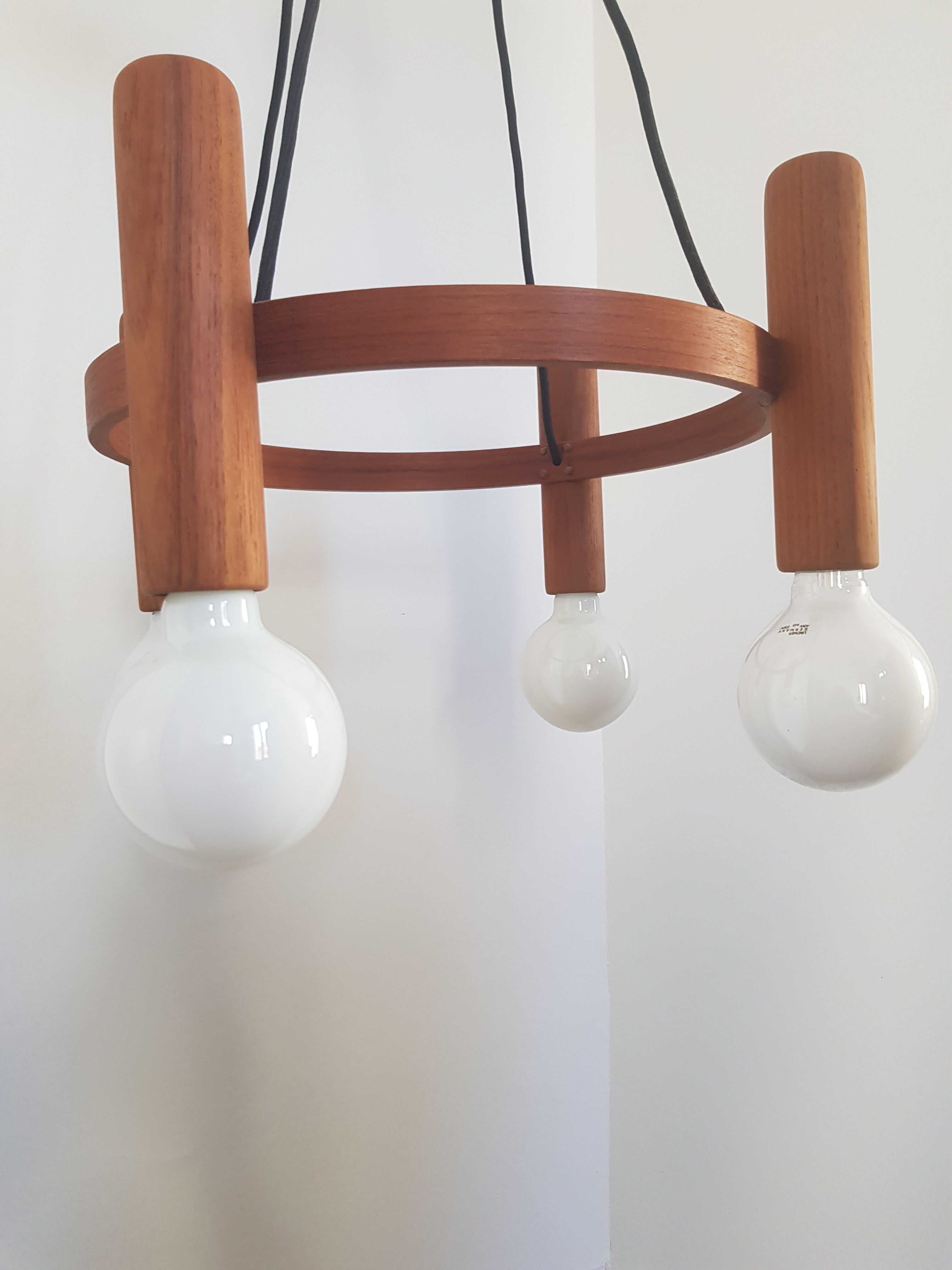 Vintage teak pendant light