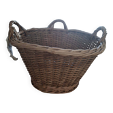 Ancien panier en osier rotin avec 3 anses