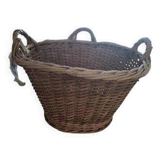 Old wicker basket with 3 handles.