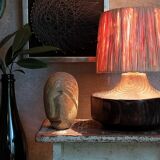 Brutalist free-form lamp in solid wood 60s