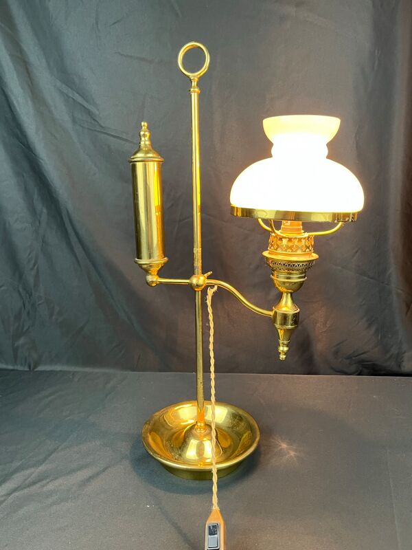 Ancienne lampe Quintet globe opaline XXème