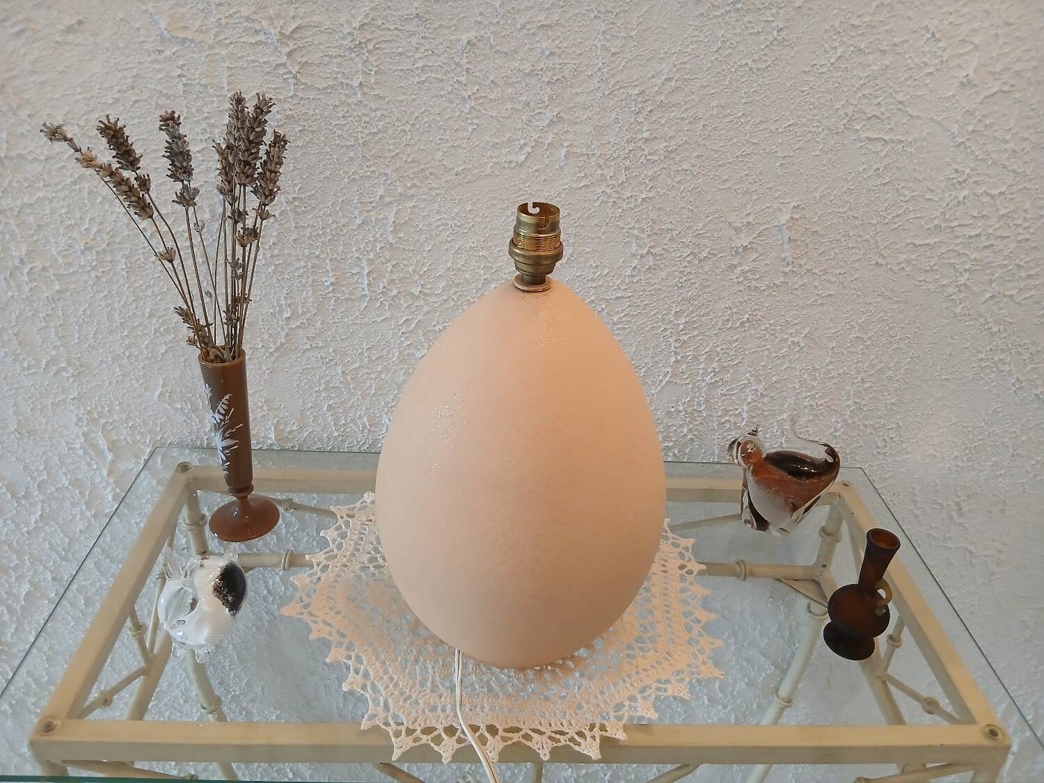 Brussels porcelain lamp ostrich egg