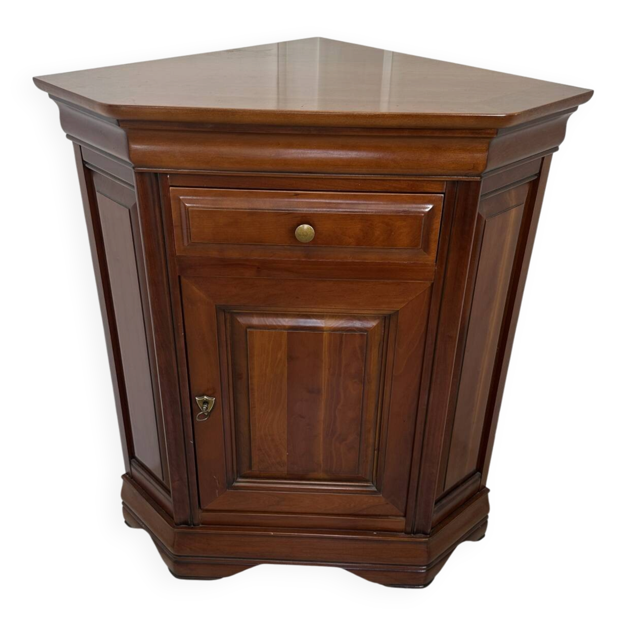 French vintage corner cabinet in solid wood by Ernest Ménard.