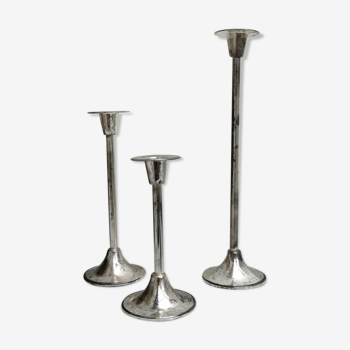 3 silver candlesticks