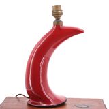Lampe arquée noire et bordeaux en céramique, années 50