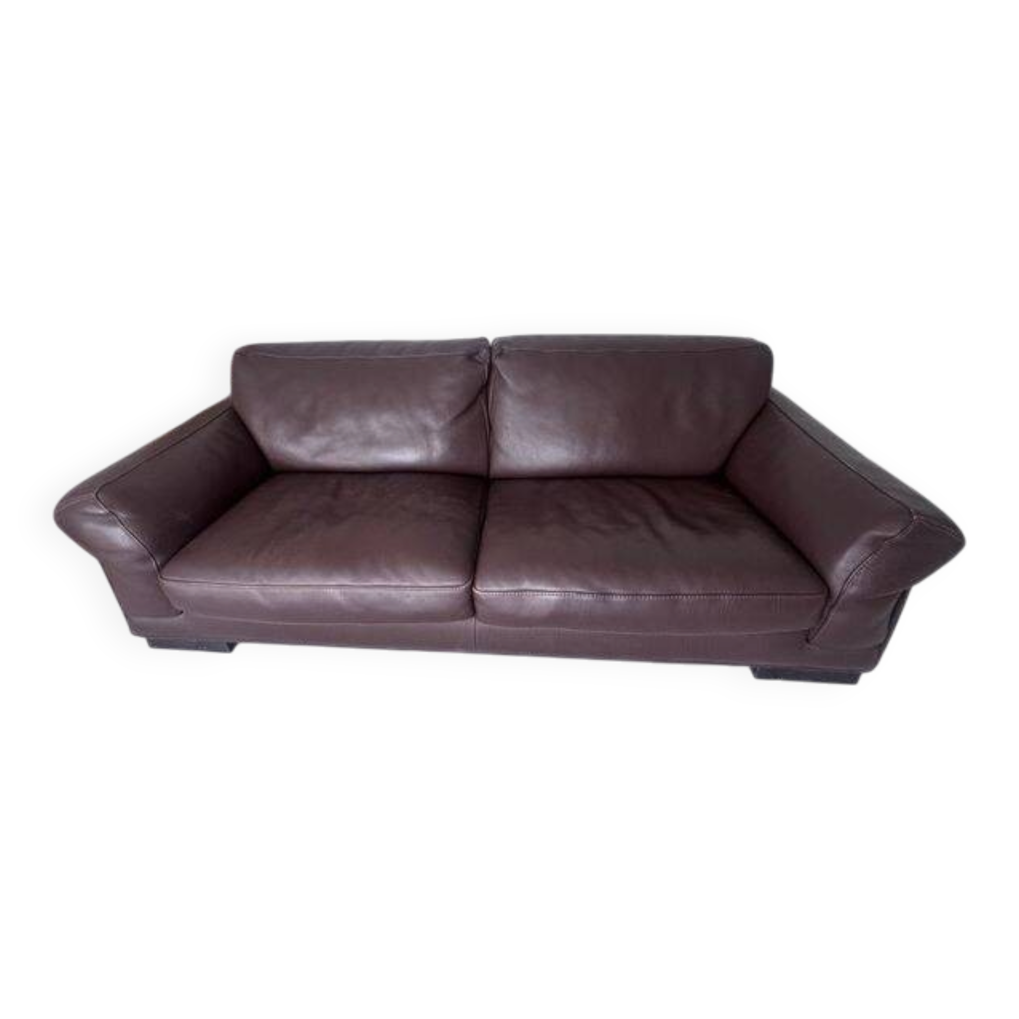 Canapé Roche Bobois cuir véritable marron – 3 places – Très bon état