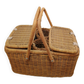 Panier pique -nique annee 1960 vintage en osier