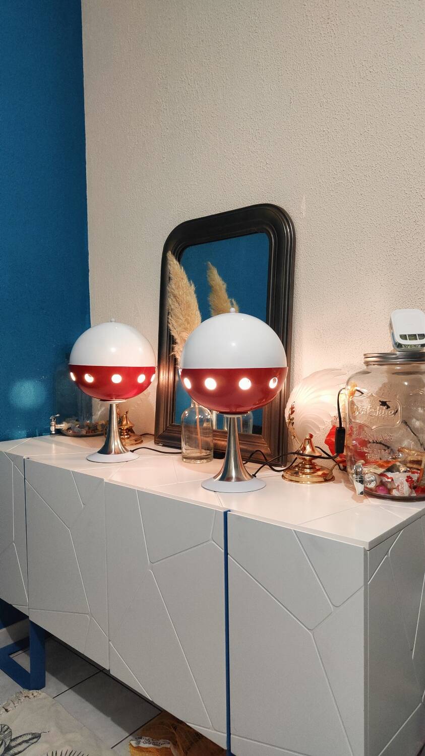 Paire de lampes Space âge cocci ball