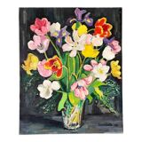 Spring bouquet, oil on canvas signed Pierre Fillette