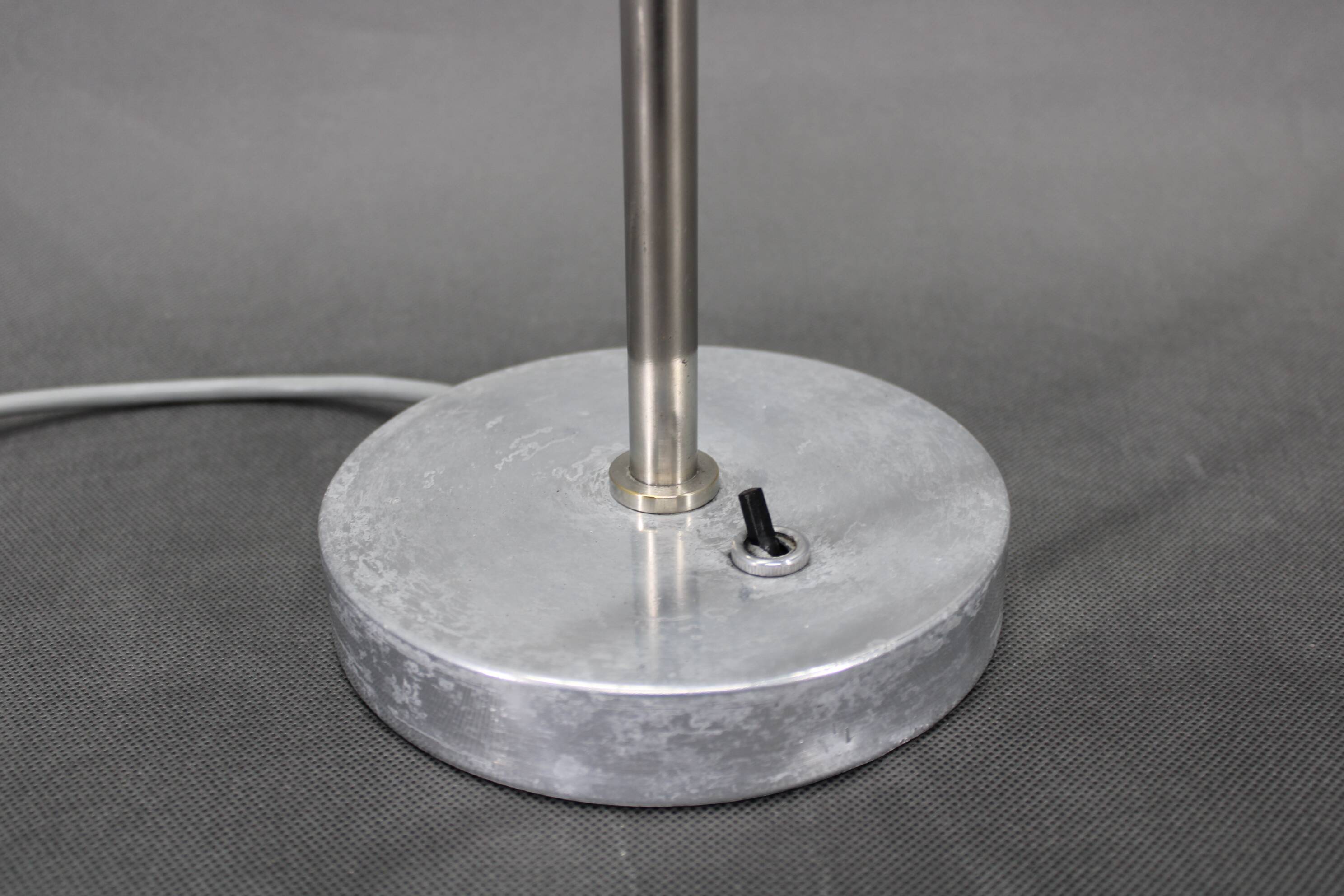 1940s Art Deco Nickel Banker Table Lamp, Czechoslovakia