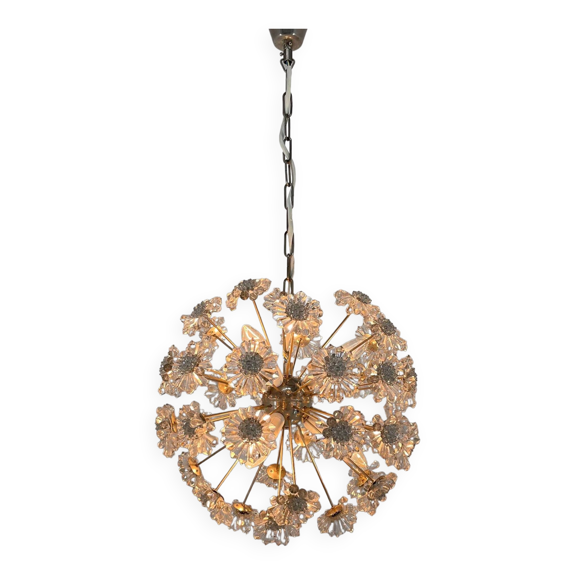 Design Space age Dandelion / Sputnik Chandelier by Preciosa, 1970s