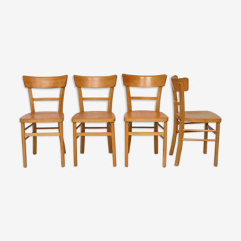 4 chaises bistrot vintage en bois