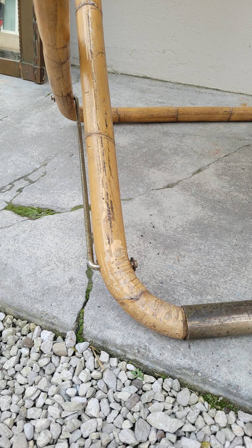 Vintage bamboo deck chair armchair 1950s Italy