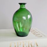 Vintage green glass bottle vase, decorative soliflore.