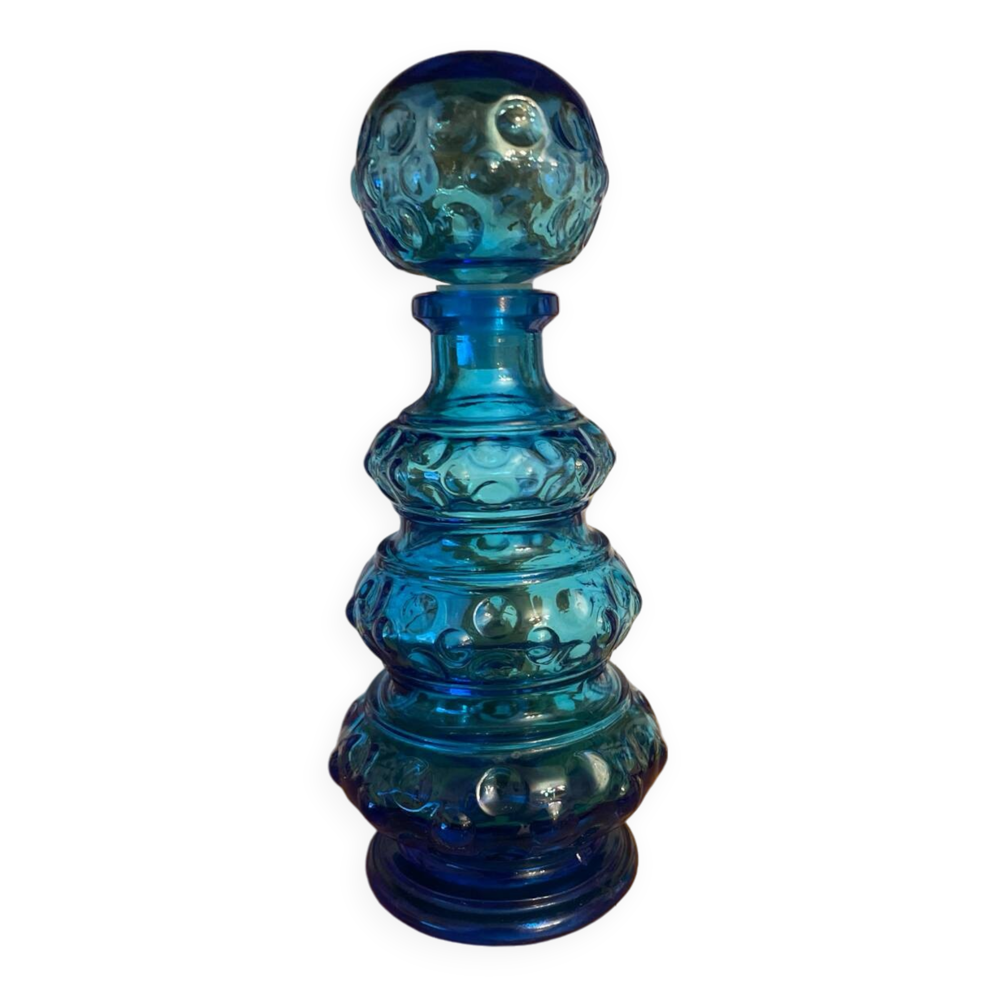 Vintage blue glass carafe