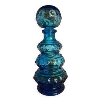 Vintage blue glass carafe