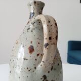 Signed pitcher in vintage speckled stoneware