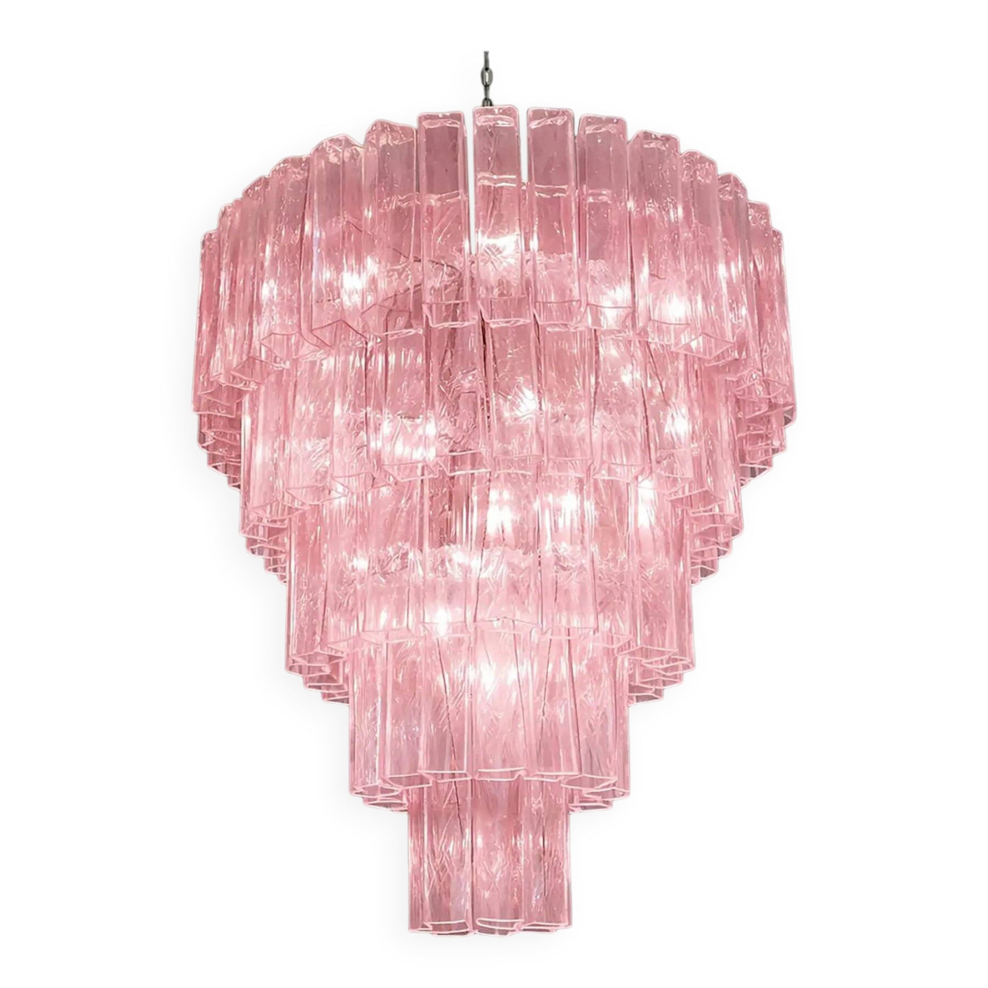 Contemporary Pink ‘Square Tubes’ Murano Glass Chandelier