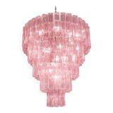 Contemporary Pink ‘Square Tubes’ Murano Glass Chandelier
