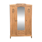 Parisian art deco wardrobe in solid raw oak, removable