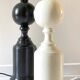 2 Vintage Black and White Turned Wood Lamp Bases